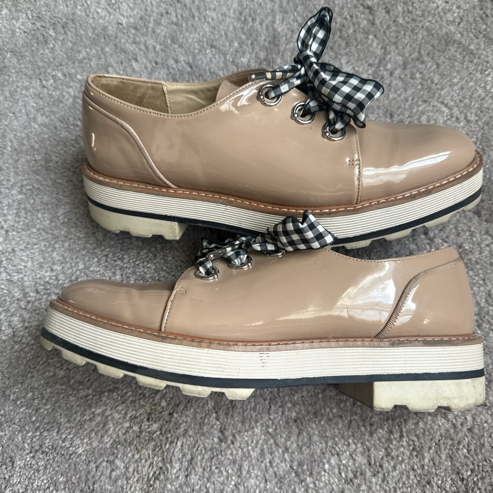 Zara Tan and Black Flats with Patent Leather Accents